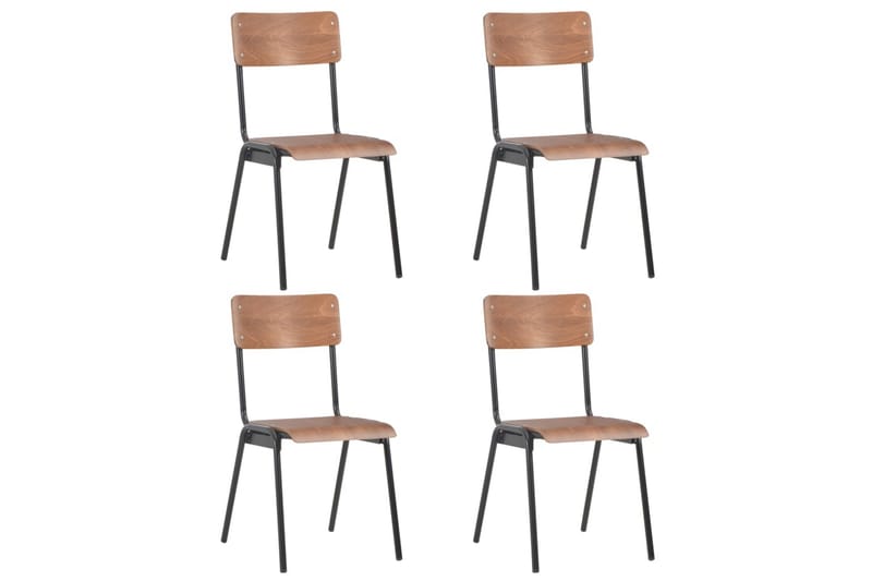 Spisestoler 4 stk brun solid kryssfinér stål - Spisestuestoler & kjøkkenstoler - Karmstoler