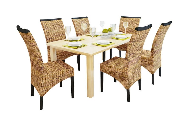 Spisestoler 6 stk abaca og heltre mango - Brun/Mangotre - Møbler - Stoler & lenestoler