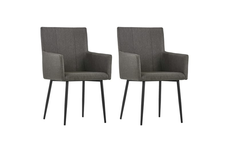 Spisestoler med armlener 2 stk gråbrun stoff - Brun - Spisestuestoler & kjøkkenstoler - Karmstoler