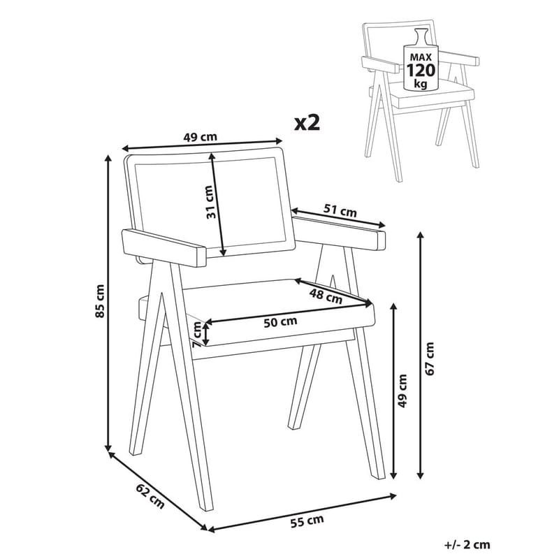 Spisestol Ava 2-pakning - Lys brun, Beige - Møbler - Stoler & lenestoler - Spisestuestoler & kjøkkenstoler