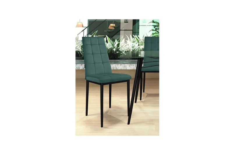 Spisestol Becca Sett med 2 Fløyel/metall, Mørk grønn - Fløyel/metall, Mørk grønn - Møbler - Stoler & lenestoler - Spisestuestoler & kjøkkenstoler
