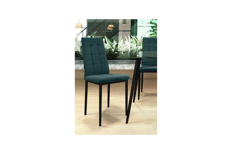 Spisestol Becca Sett med 2 Stoff/metall, Mørk grønn - Stoff/metall, Mørk grønn - Møbler - Stoler & lenestoler - Spisestuestoler & kjøkkenstoler
