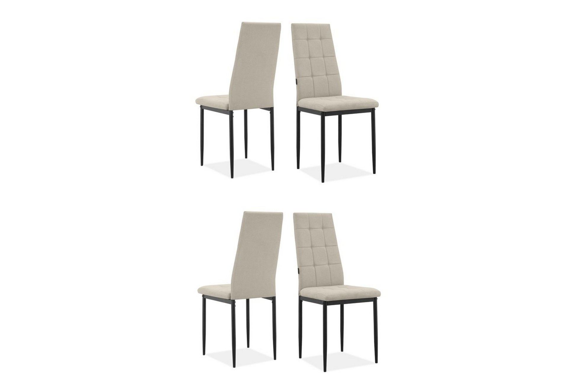Spisestol Becca sett med 4 Stoff/metall, Krem - Stoff/metall, Krem