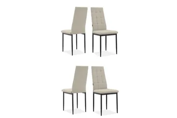 Spisestol Becca sett med 4 Stoff/metall, Krem