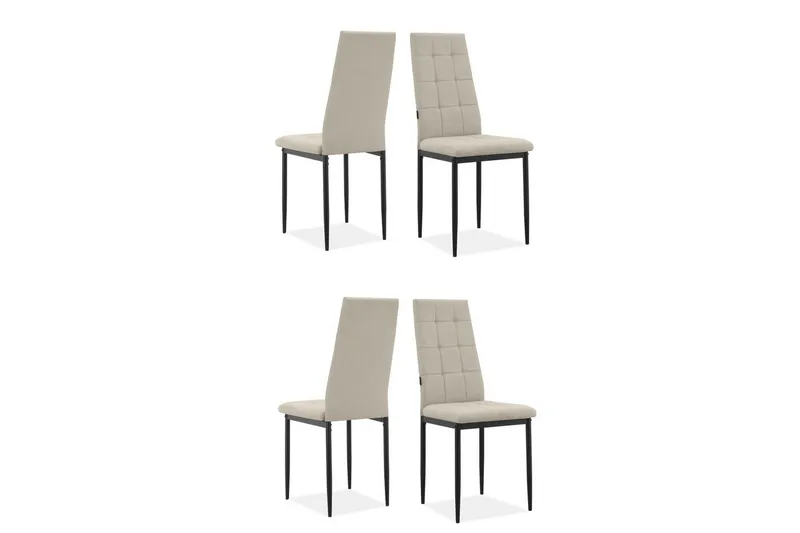 Spisestol Becca sett med 4 Stoff/metall, Krem - Stoff/metall, Krem - Møbler - Stoler & lenestoler - Spisestuestoler & kjøkkenstoler