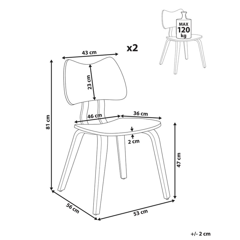Spisestol Diana 2-pakning - Mørk brun - Møbler - Bord - Spisegrupper