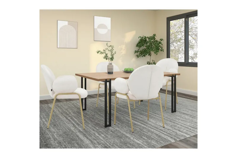 Spisestol Iwama Sett med 2 Kremfløyel - Kremfløyel - Møbler - Stoler & lenestoler - Spisestuestoler & kjøkkenstoler