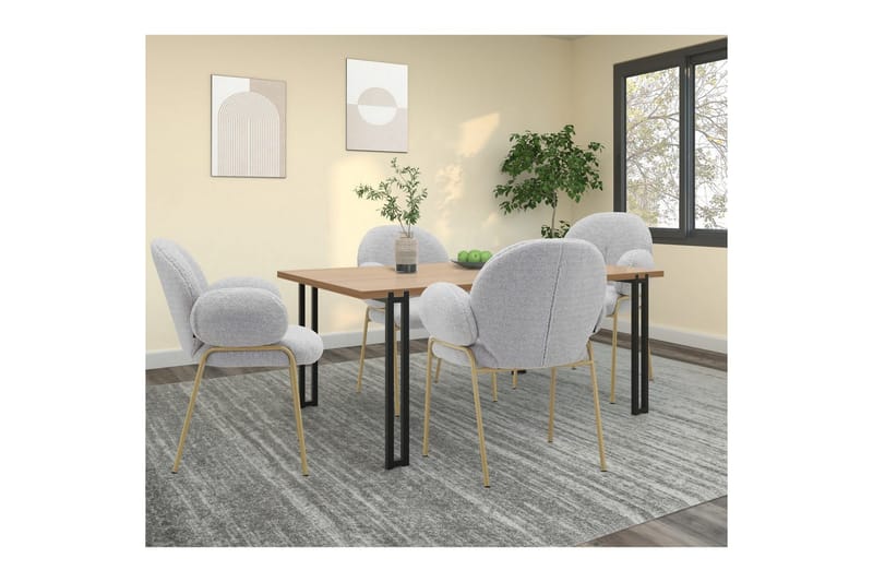 Spisestol Iwama Sett med 2 Lys grå teddy - Lys grå teddy - Møbler - Stoler & lenestoler - Spisestuestoler & kjøkkenstoler