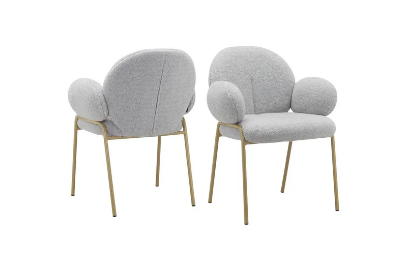 Spisestol Iwama Sett med 2 Lys grå teddy, Lys grå teddy