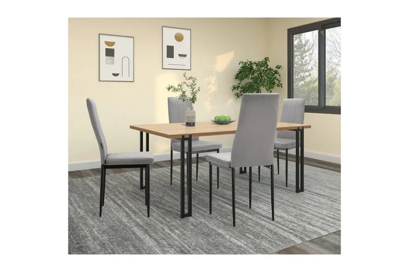 Spisestol Kelly Grå, Fløyel - Grå, Fløyel - Møbler - Stoler & lenestoler - Spisestuestoler & kjøkkenstoler
