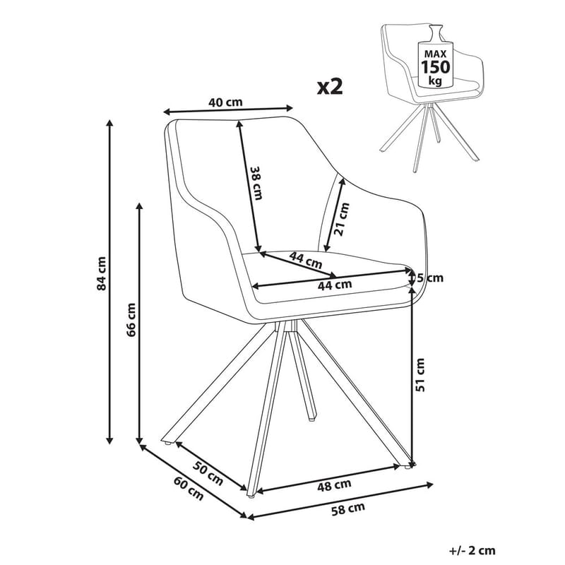 Spisestol Lithia 2-pakning - Møbler - Stoler & lenestoler - Spisestuestoler & kjøkkenstoler
