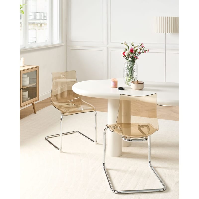 Spisestol Marshall 2-pakning - Transparent, Oransje, Sølv - Møbler - Stoler & lenestoler - Spisestuestoler & kjøkkenstoler