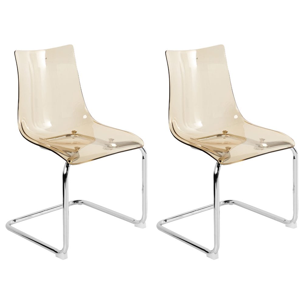 Spisestol Marshall 2-pakning - Transparent, Oransje, Sølv