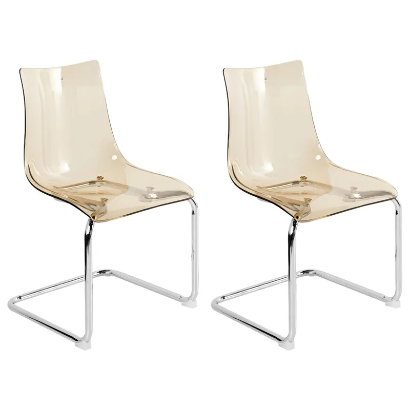 Spisestol Marshall 2-pakning - Transparent, Oransje, Sølv - Møbler - Stoler & lenestoler - Spisestuestoler & kjøkkenstoler