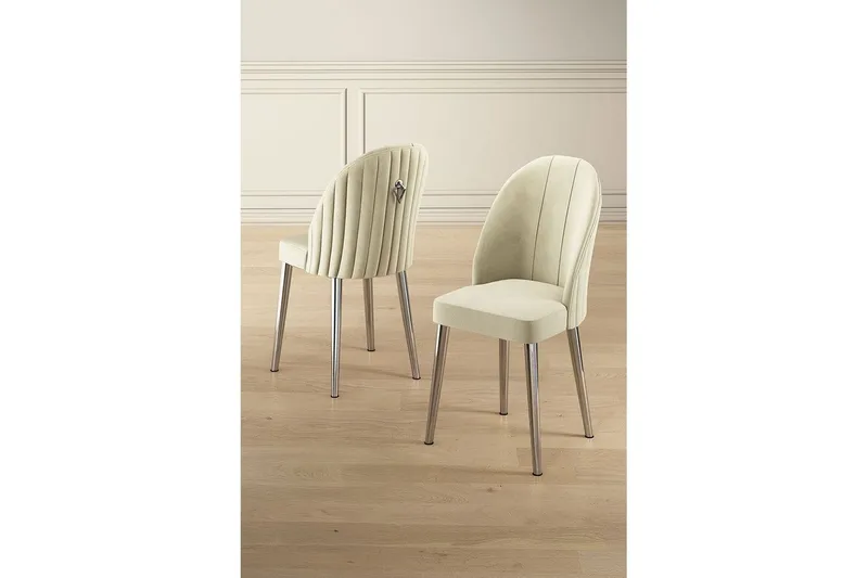 Spisestol Orlen Krem / Krom - Krem / Krom - Møbler - Stoler & lenestoler - Spisestuestoler & kjøkkenstoler