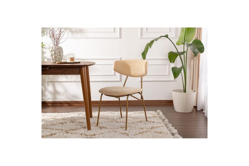 Spisestol Sanroman Beige / Gull - Beige / Gull - Møbler - Stoler & lenestoler - Spisestuestoler & kjøkkenstoler