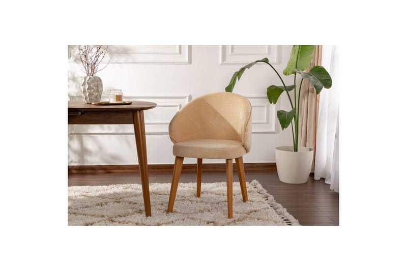 Spisestol Sanroman Classic Beige / Mørk Eik - Beige / Mørk Eik - Møbler - Stoler & lenestoler - Spisestuestoler & kjøkkenstoler