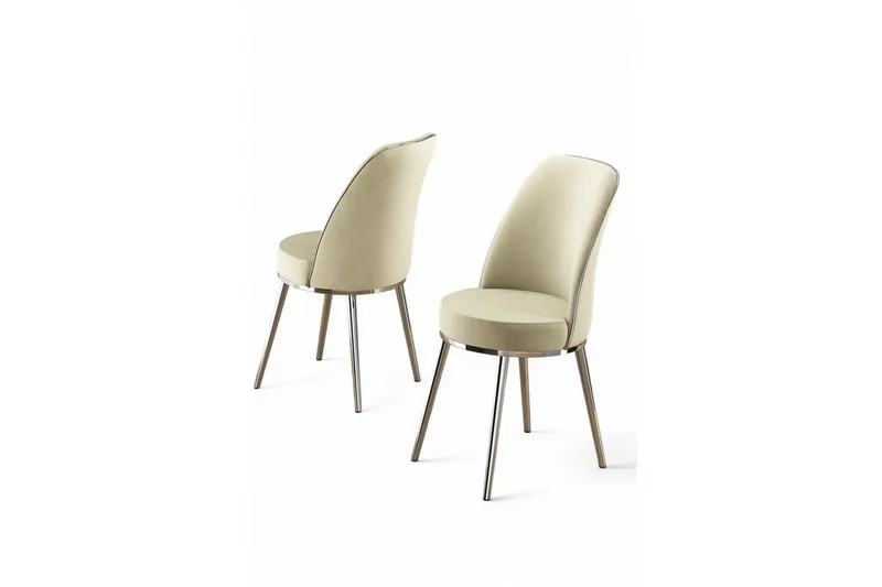 Spisestol Sugako Krem / Krom - Krem / Krom - Møbler - Stoler & lenestoler - Spisestuestoler & kjøkkenstoler