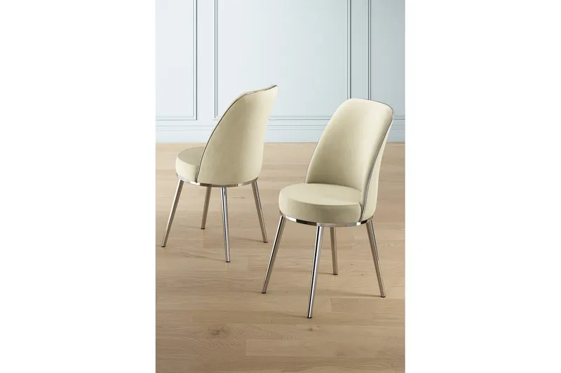 Spisestol Sugako Krem / Krom - Krem / Krom - Møbler - Stoler & lenestoler - Spisestuestoler & kjøkkenstoler