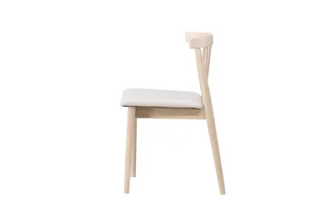 Spisestol uten armlener Peach Flora spisestol - Whitewash-ben / Beige stoff Hvitvasket - Møbler - Stoler & lenestoler - Spisestuestoler & kjøkkenstoler