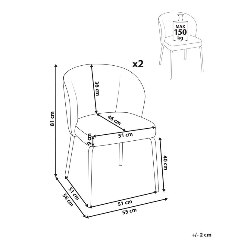 Spisestol Zana 2-pakning - Brun, Svart - Møbler - Stoler & lenestoler - Spisestuestoler & kjøkkenstoler