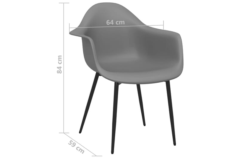 Spisestoler 2 stk grå PP - Grå - Spisestuestoler & kjøkkenstoler - Karmstoler