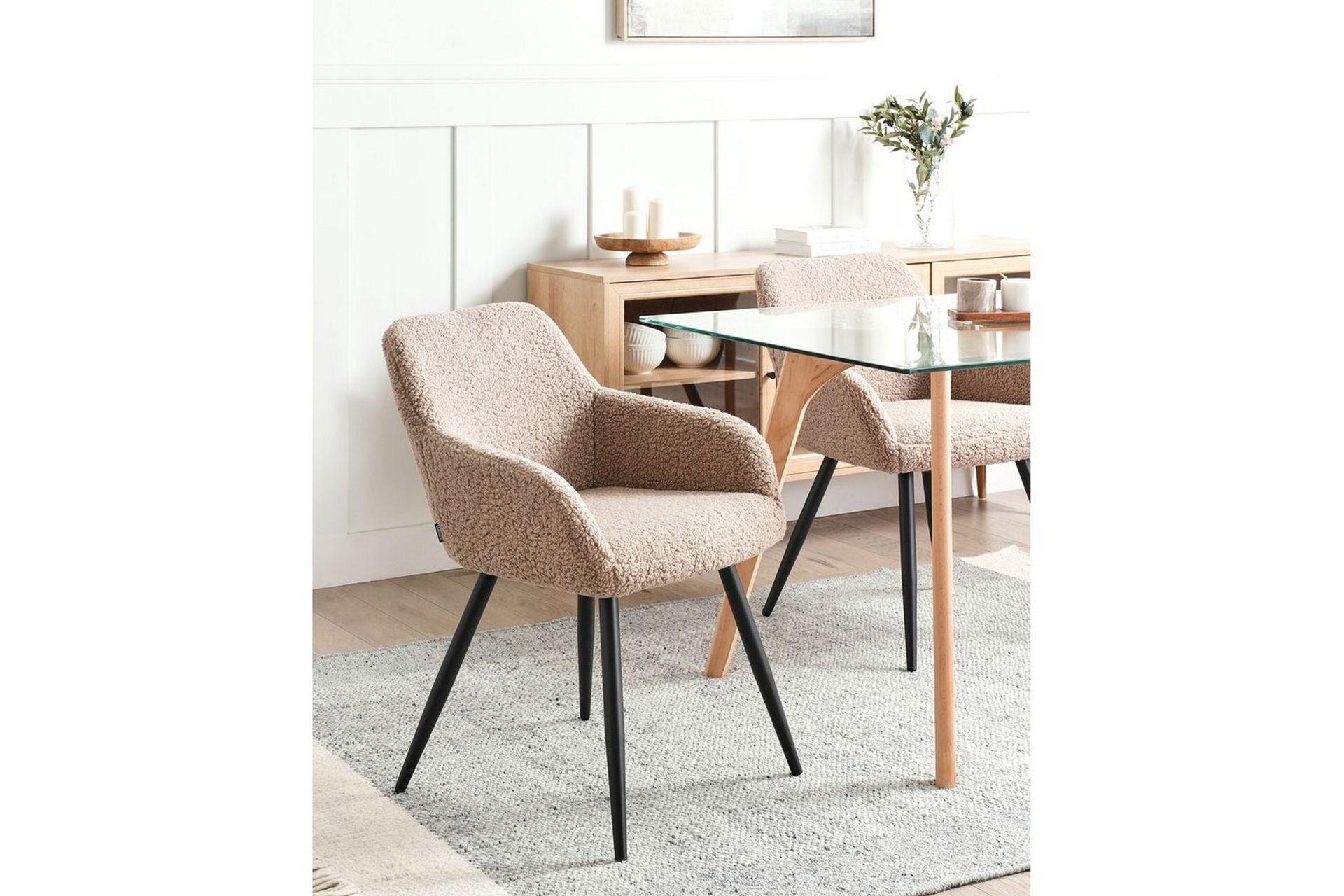 Spisestuestol Casmalia sett av 2 Beige/svart - Beige/svart - Møbler - Stoler & lenestoler - Spisestuestoler & kjøkkenstoler
