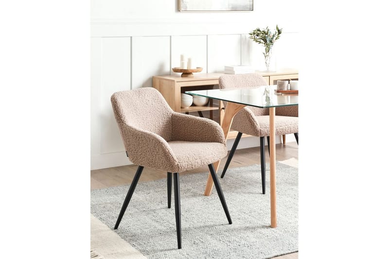 Spisestuestol Casmalia sett av 2 Beige/svart - Beige/svart - Møbler - Stoler & lenestoler - Spisestuestoler & kjøkkenstoler