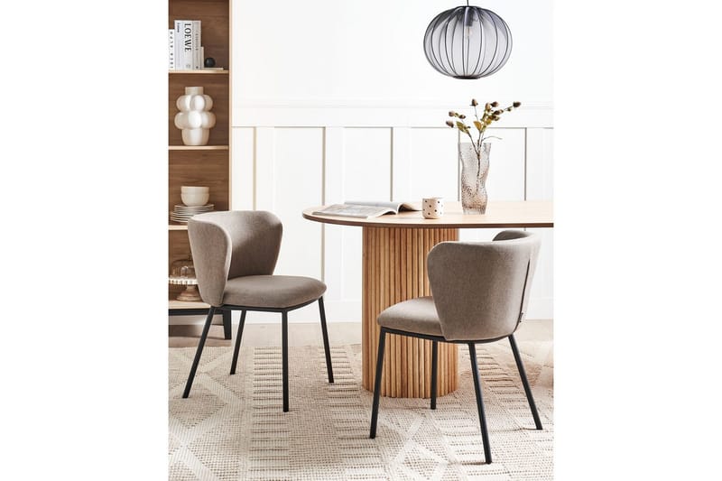 Spisestuestol Mina sett med 2 Beige/svart - Beige/svart - Møbler - Stoler & lenestoler - Spisestuestoler & kjøkkenstoler