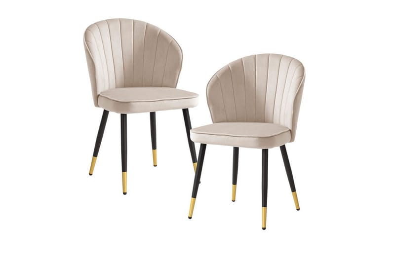 Spisestuestol Wohnling fløyelstrukket med metallben, moderne loftstil Beige, Beige