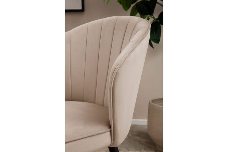 Spisestuestol Wohnling fløyelstrukket med metallben, moderne loftstil Beige - Beige - Møbler - Stoler & lenestoler - Spisestuestoler & kjøkkenstoler