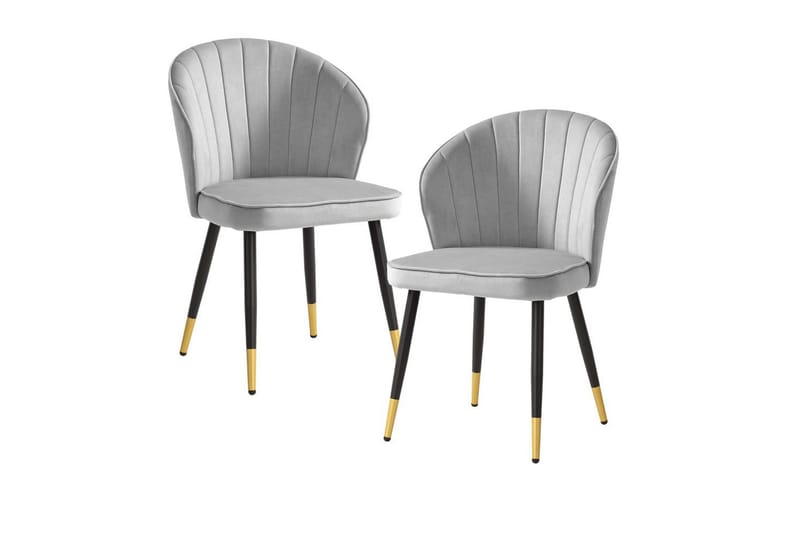 Spisestuestol Wohnling fløyelstrukket med metallben, moderne loftstil Grå - Grå - Møbler - Stoler & lenestoler - Spisestuestoler & kjøkkenstoler