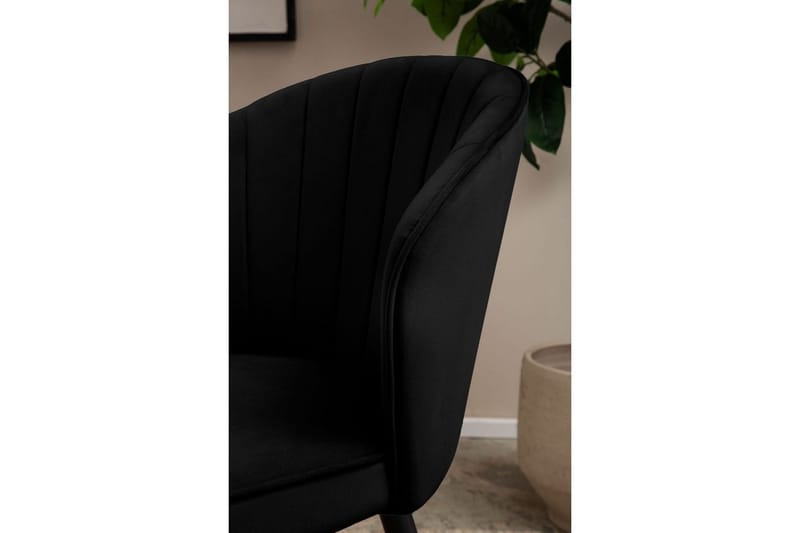 Spisestuestol Wohnling fløyelstrukket med metallben, moderne loftstil Svart - Svart - Møbler - Stoler & lenestoler - Spisestuestoler & kjøkkenstoler