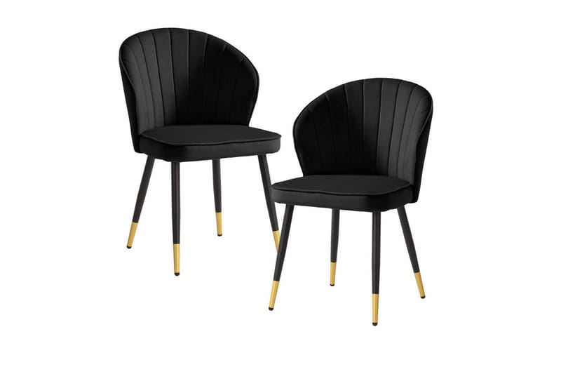 Spisestuestol Wohnling fløyelstrukket med metallben, moderne loftstil Svart - Svart - Møbler - Stoler & lenestoler - Spisestuestoler & kjøkkenstoler