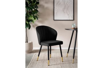 Spisestuestol Wohnling fløyelstrukket med metallben, moderne loftstil Svart - Svart - Møbler - Stoler & lenestoler - Spisestuestoler & kjøkkenstoler