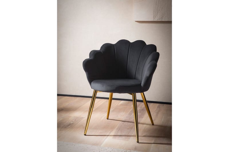 Spisestuestol Wohnling tulipanfløyel polstret, moderne loftstil Svart - Svart - Møbler - Bord - Spisegrupper