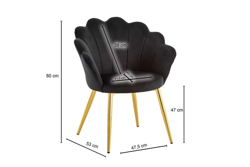Spisestuestol Wohnling tulipanfløyel polstret, moderne loftstil Svart - Svart - Møbler - Bord - Spisegrupper