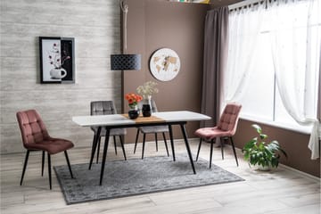 Begin Spisestol i Fløyel med Metallben - Rosa - Møbler - Stoler & lenestoler - Spisestuestoler & kjøkkenstoler