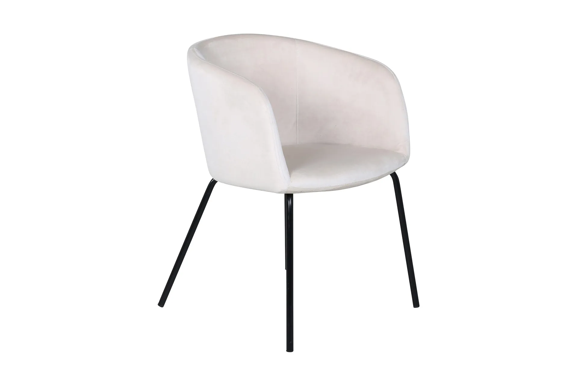 Berit Lenestol Fløyel med Armlener - Hvit med svarte ben