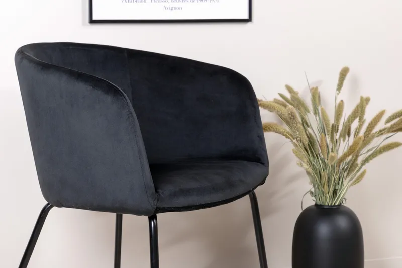 Berita Karmstol med Armlener - Fløyel/Svart - Møbler - Stoler & lenestoler - Spisestuestoler & kjøkkenstoler