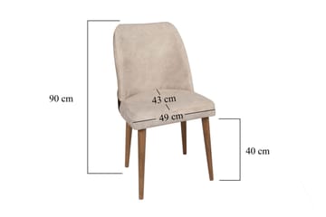 Berriaren Spisestol i Fløyel med Trebein - Lys Beige - Møbler - Stoler & lenestoler - Spisestuestoler & kjøkkenstoler
