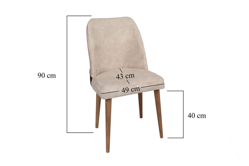 Berriaren Spisestol i Fløyel med Trebein - Lys Beige - Møbler - Stoler & lenestoler - Spisestuestoler & kjøkkenstoler