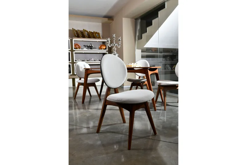 Charbel Spisestol - Valnøtt/Krem - Møbler - Stoler & lenestoler - Spisestuestoler & kjøkkenstoler