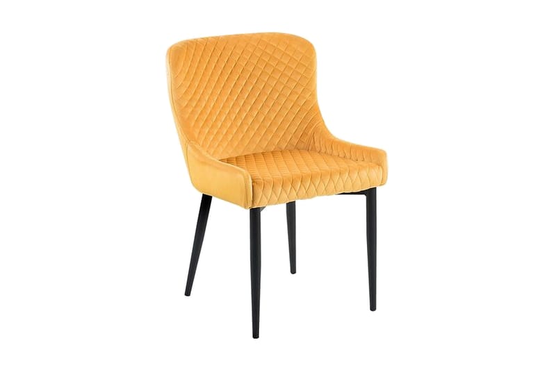 Colino Spisestol i Fløyel med Metallben, Gul