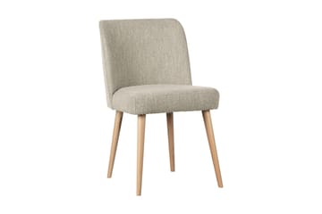 Forcea Spisestol i Bouclé med Trebein - Beige - Møbler - Stoler & lenestoler - Spisestuestoler & kjøkkenstoler