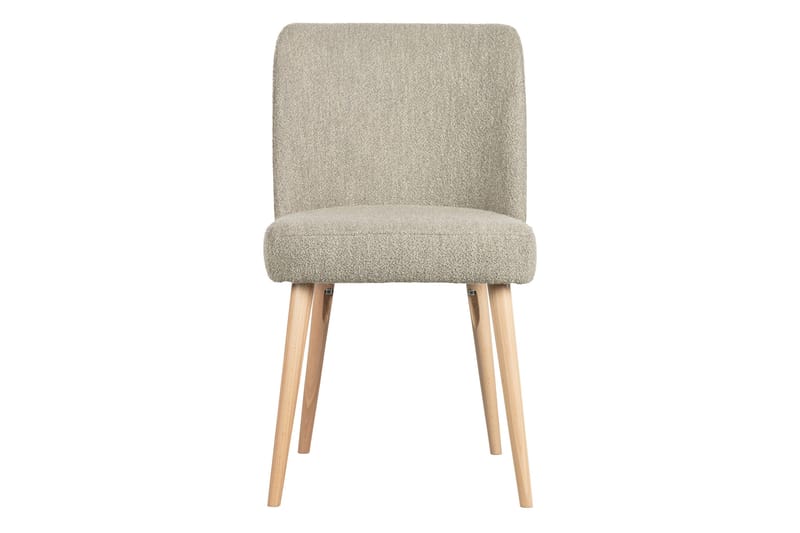 Forcea Spisestol i Bouclé med Trebein - Beige - Møbler - Stoler & lenestoler - Spisestuestoler & kjøkkenstoler