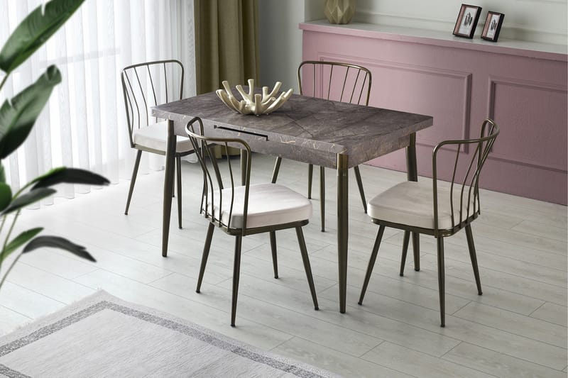 Geeknoll Spisestol 4-pk - Mørkebrun/Hvit - Spisestuestoler & kjøkkenstoler