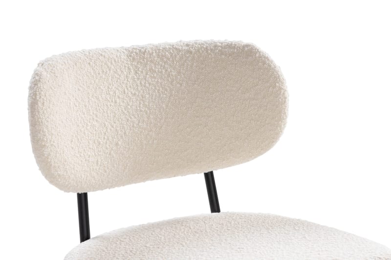 Gemmiano Spisestol & Kjøkkenstol i Bouclé Teddy med Svarte Metallben - Hvit - Møbler - Stoler & lenestoler - Spisestuestoler & kjøkkenstoler