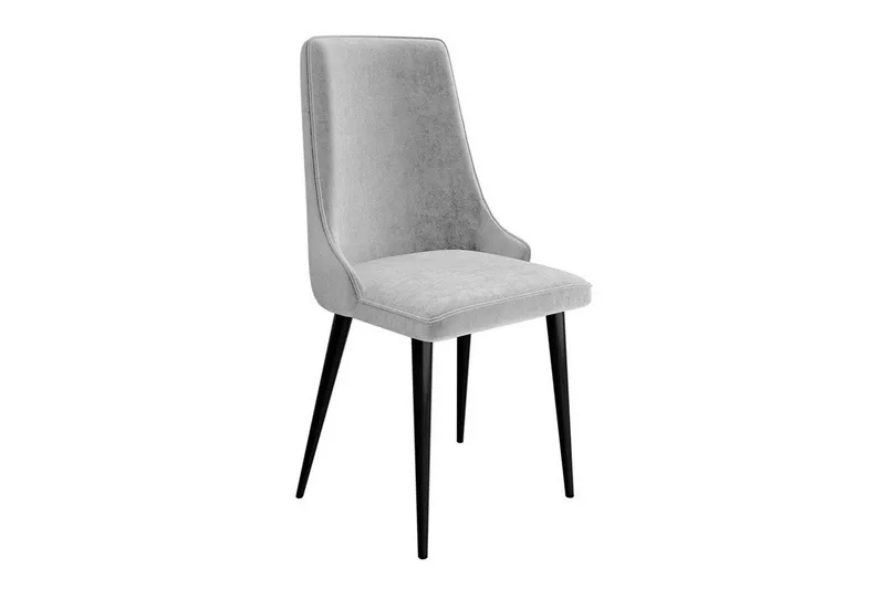 Glenarm Spisestol i Fløyel med Metallfinish, Lysegrå