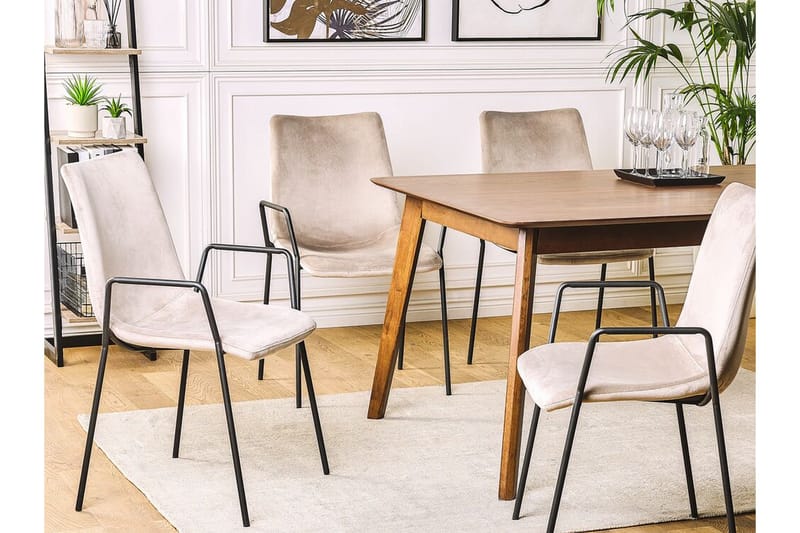 Jeffsy Dining Spisestol 2- pk - Fløyel / Beige grå - Møbler - Stoler & lenestoler - Spisestuestoler & kjøkkenstoler